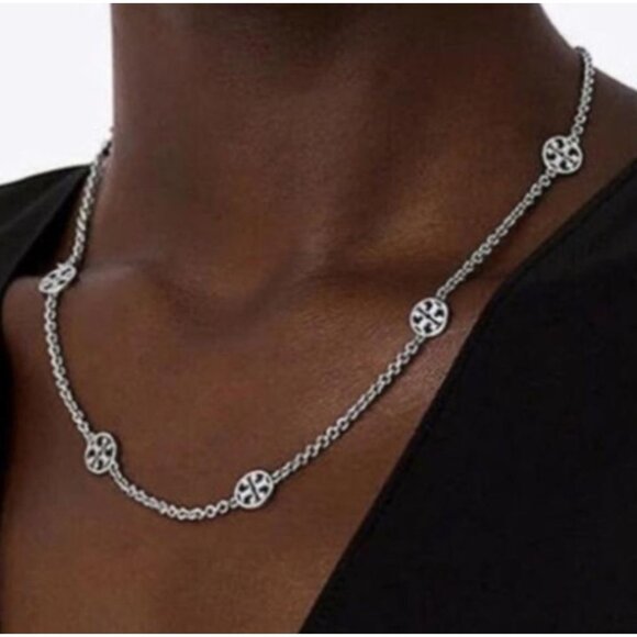 NEW!!  Tory Burch Silver Miller Stationary Necklace - Picture 3 of 3